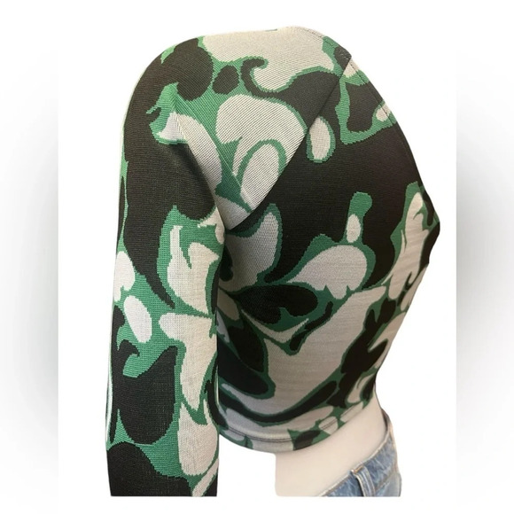 Zara JACQUARD Asymmetrical Long Sleeve Top Size Small - Picture 8 of 14